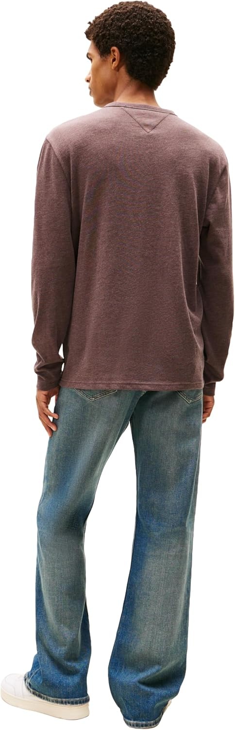 image:imageTommy Jeans Mens Long Sleeve Solid Cotton Graphic TShirtsBlack Walnut Heather