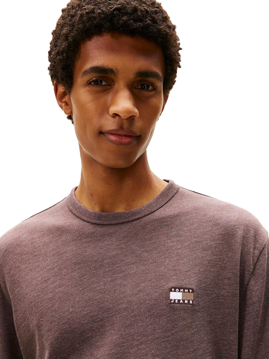 image:imageTommy Jeans Mens Long Sleeve Solid Cotton Graphic TShirtsBlack Walnut Heather