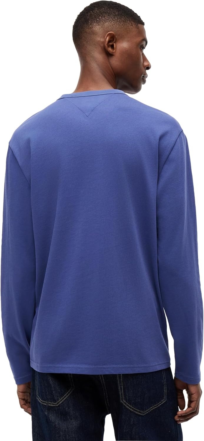 image:imageTommy Jeans Mens Long Sleeve Solid Cotton Graphic TShirtsBlue Storm