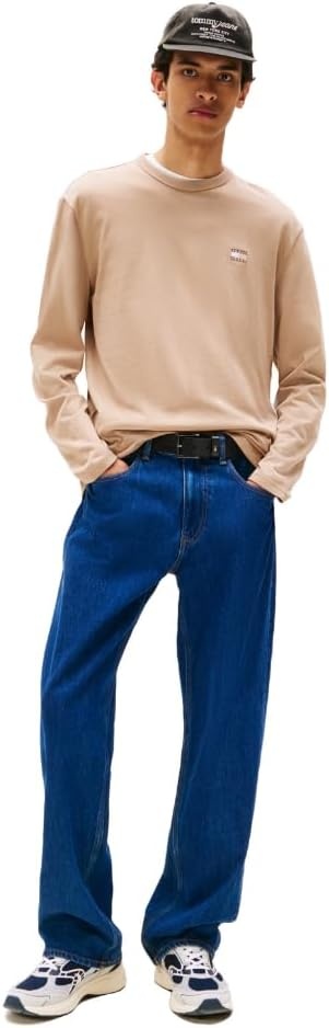 image:imageTommy Jeans Mens Long Sleeve Solid Cotton Graphic TShirtsCoastal Taupe Tonal