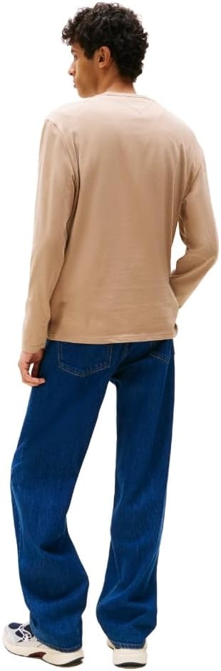 image:imageTommy Jeans Mens Long Sleeve Solid Cotton Graphic TShirtsCoastal Taupe Tonal