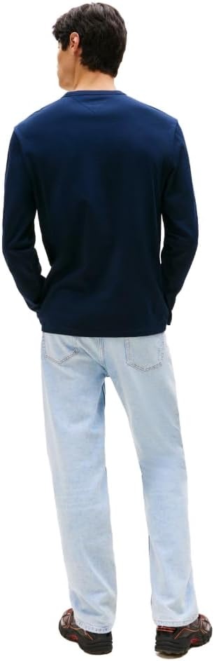 image:imageTommy Jeans Mens Long Sleeve Solid Cotton Graphic TShirtsDark Night Navy