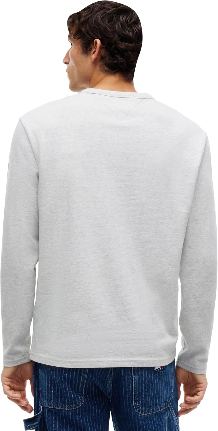 image:imageTommy Jeans Mens Long Sleeve Solid Cotton Graphic TShirtsIce Grey Heather