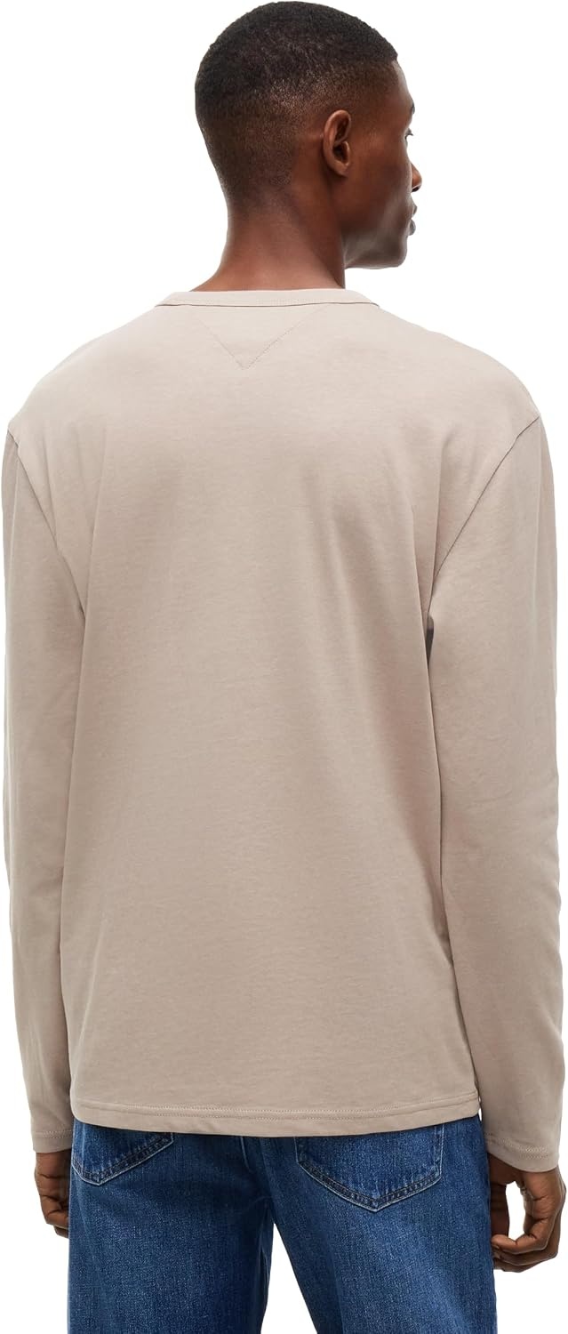 image:imageTommy Jeans Mens Long Sleeve Solid Cotton Graphic TShirtsLimestone Dust
