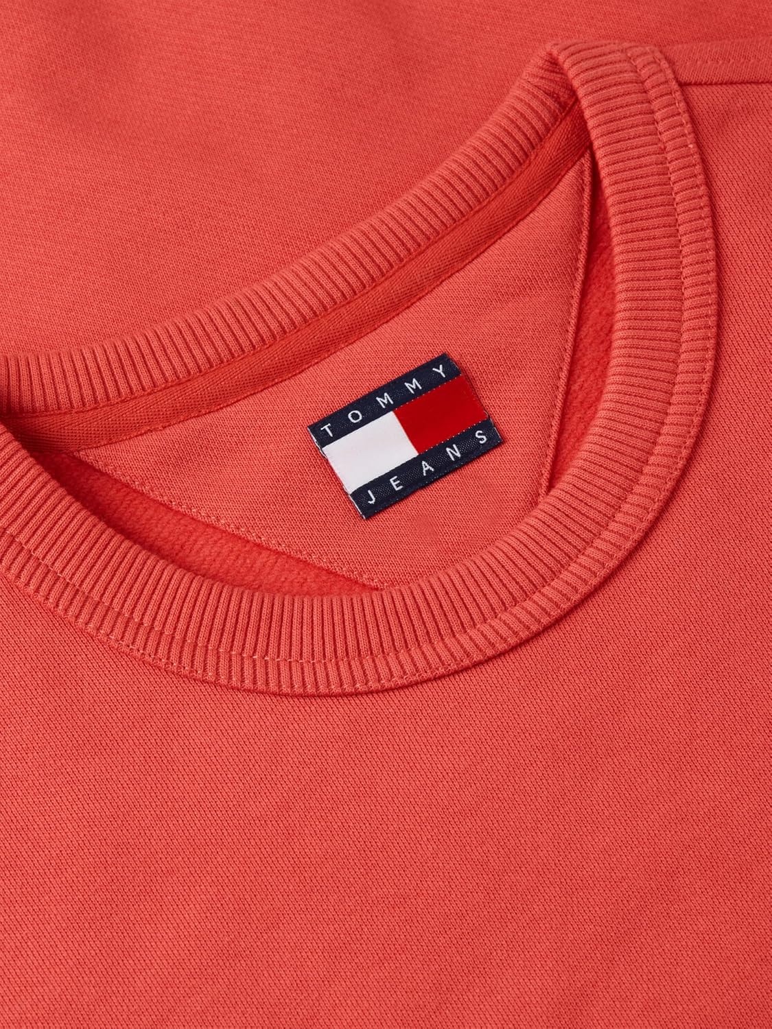 image:imageTommy Jeans Mens Medium Weight Crewneck Sweatshirt With Embroidered Flag LogoAnthem Red