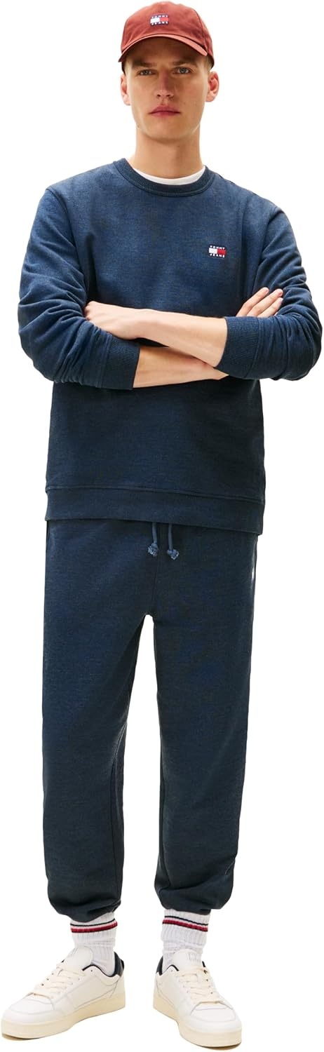 image:imageTommy Jeans Mens Medium Weight Crewneck Sweatshirt With Embroidered Flag LogoDark Night Navy Heather