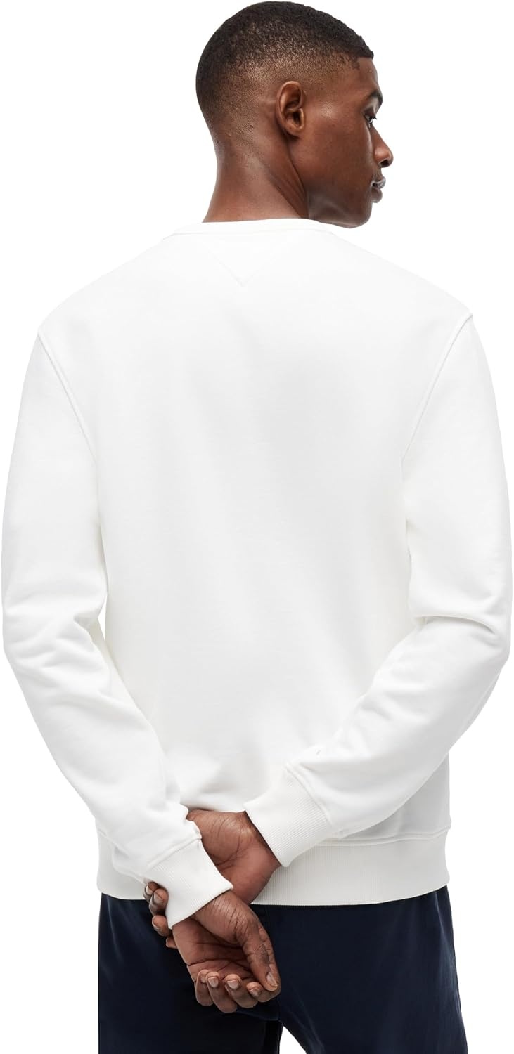 image:imageTommy Jeans Mens Medium Weight Crewneck Sweatshirt With Embroidered Flag LogoEcru