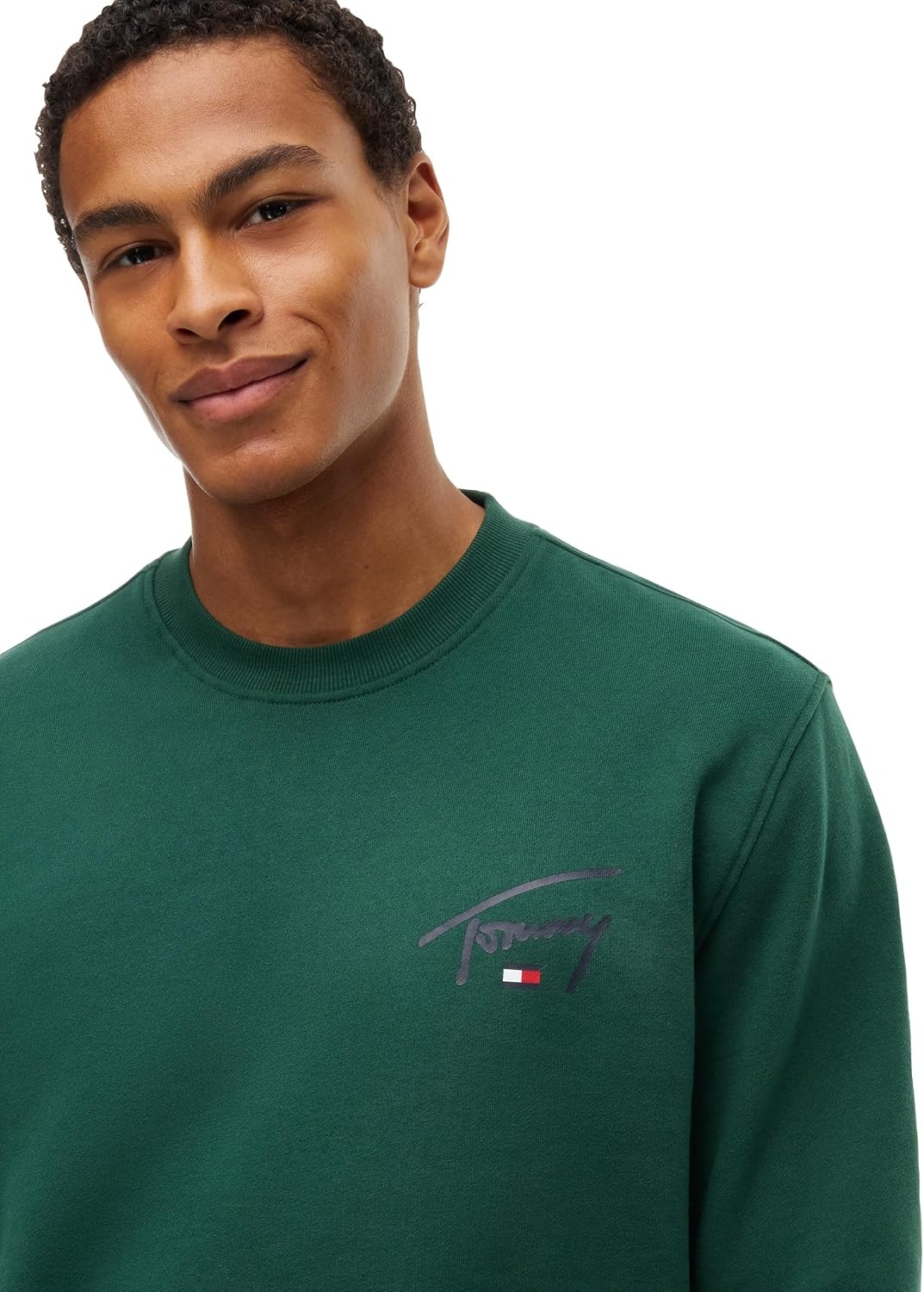 image:imageTommy Jeans Mens Medium Weight Crewneck Sweatshirt With LogoVelvet Green