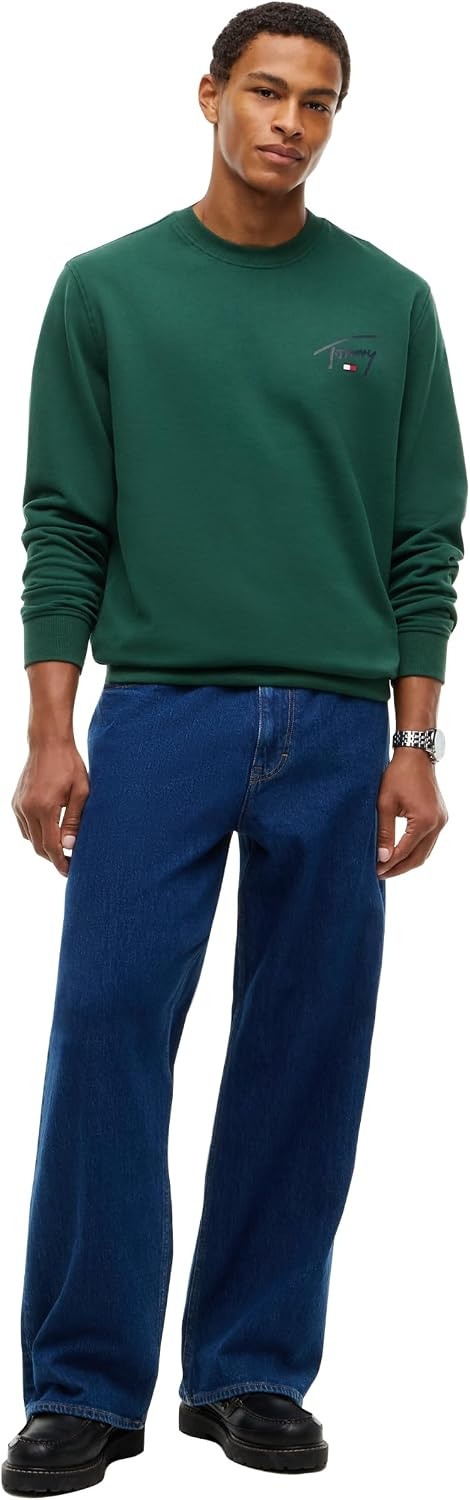 image:imageTommy Jeans Mens Medium Weight Crewneck Sweatshirt With LogoVelvet Green