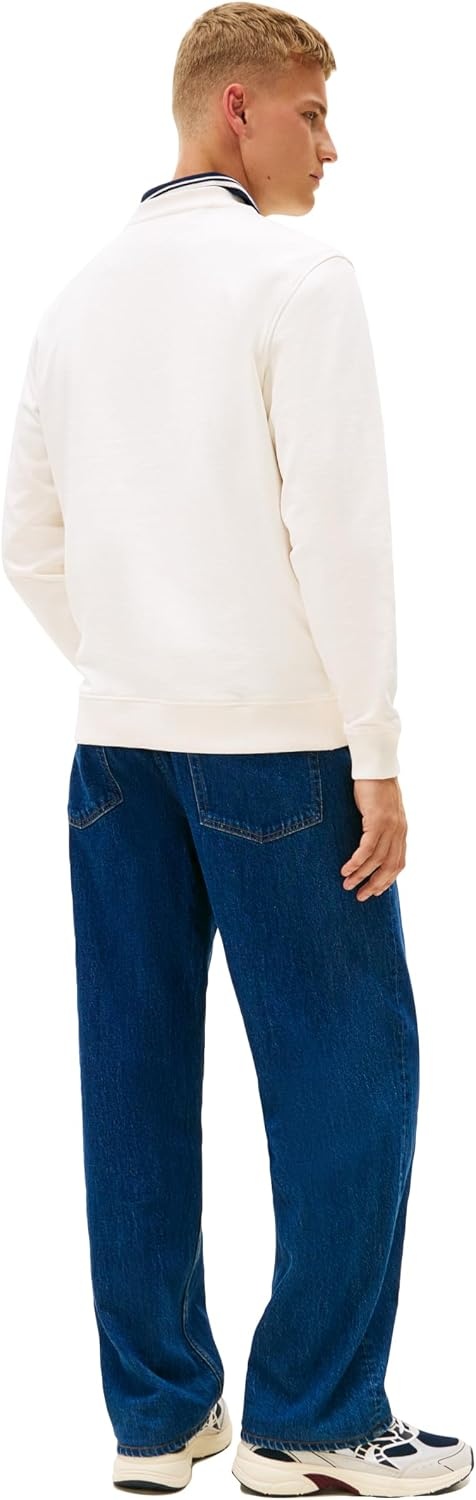 image:imageTommy Jeans Mens Medium Weight Crewneck Sweatshirt With Printed Flag LogoAncient White
