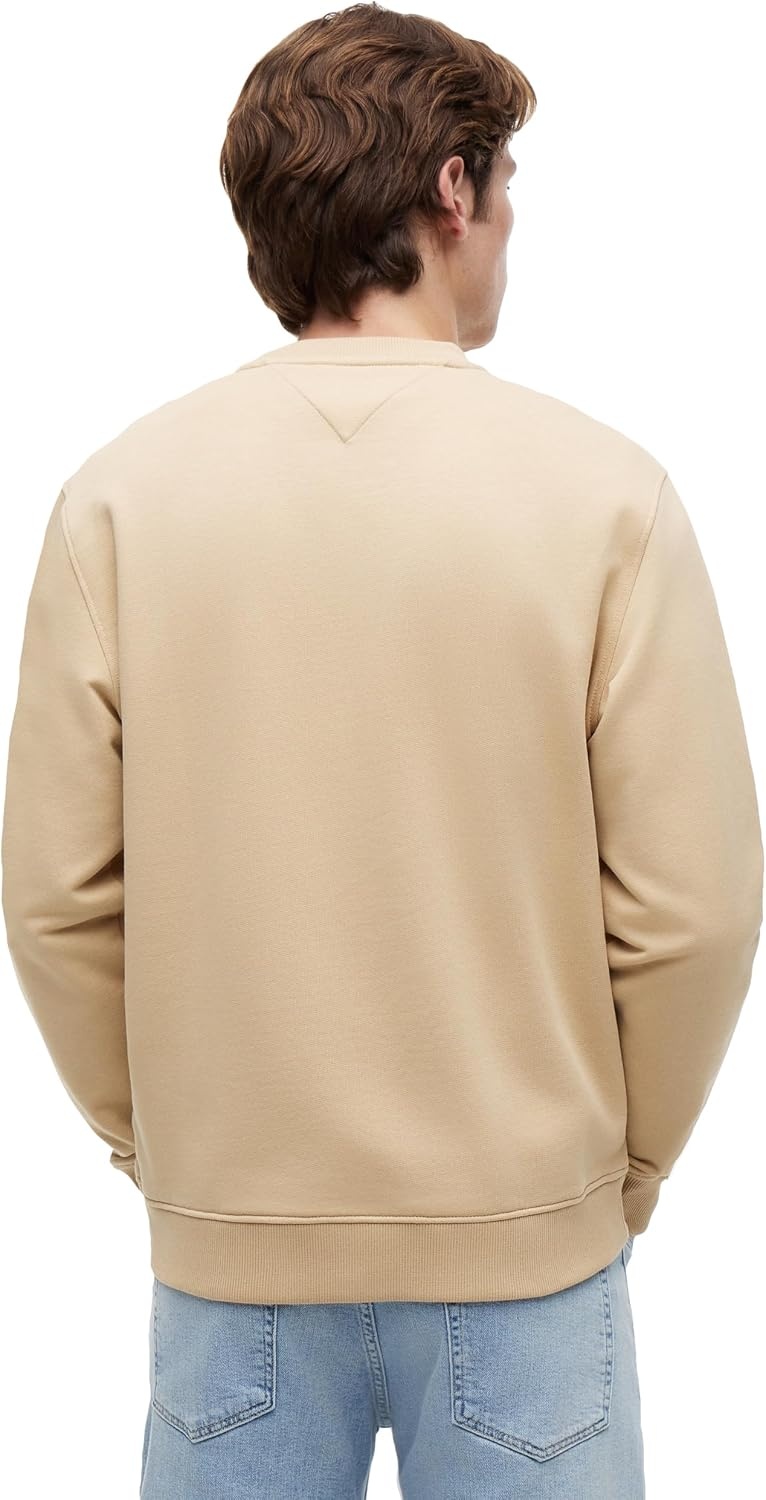image:imageTommy Jeans Mens Medium Weight Crewneck Sweatshirt With Printed Flag LogoGentle Gold
