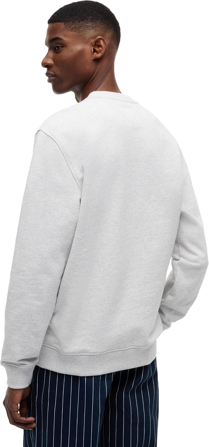 image:imageTommy Jeans Mens Medium Weight Crewneck Sweatshirt With Printed Flag LogoIce Grey Heather