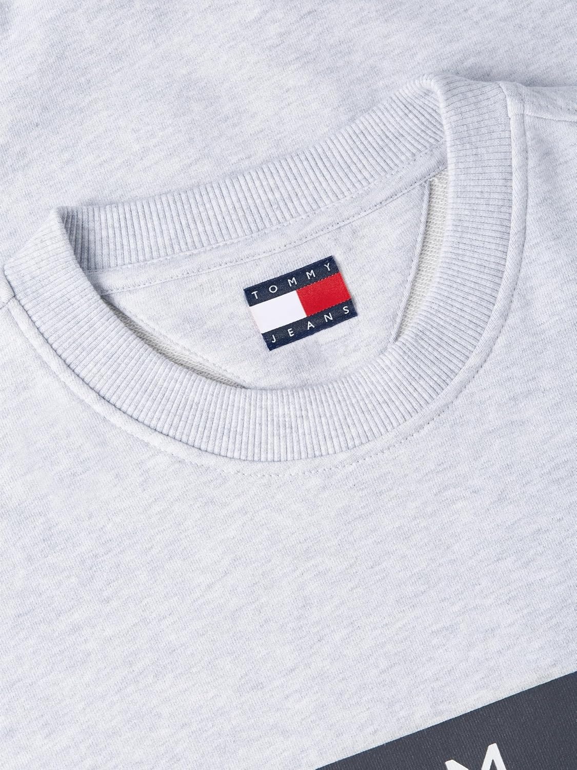 image:imageTommy Jeans Mens Medium Weight Crewneck Sweatshirt With Printed Flag LogoIce Grey Heather