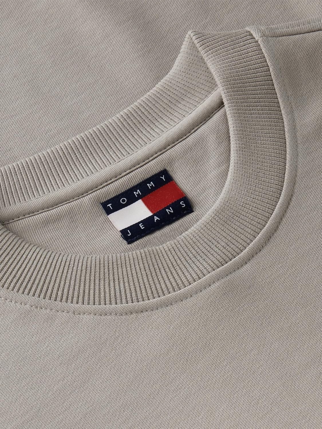 image:imageTommy Jeans Mens Medium Weight Crewneck Sweatshirt With Printed Flag LogoLimestone Dust