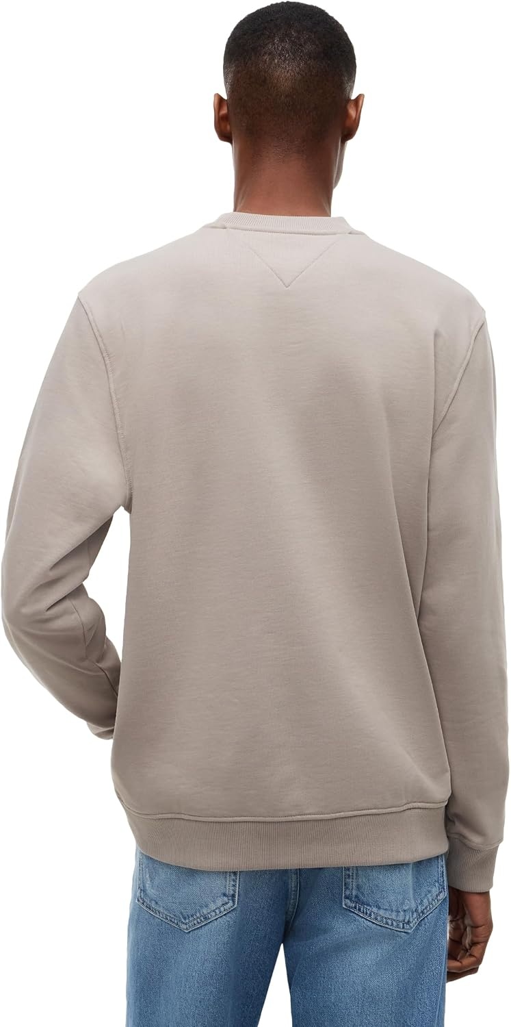 image:imageTommy Jeans Mens Medium Weight Crewneck Sweatshirt With Printed Flag LogoLimestone Dust