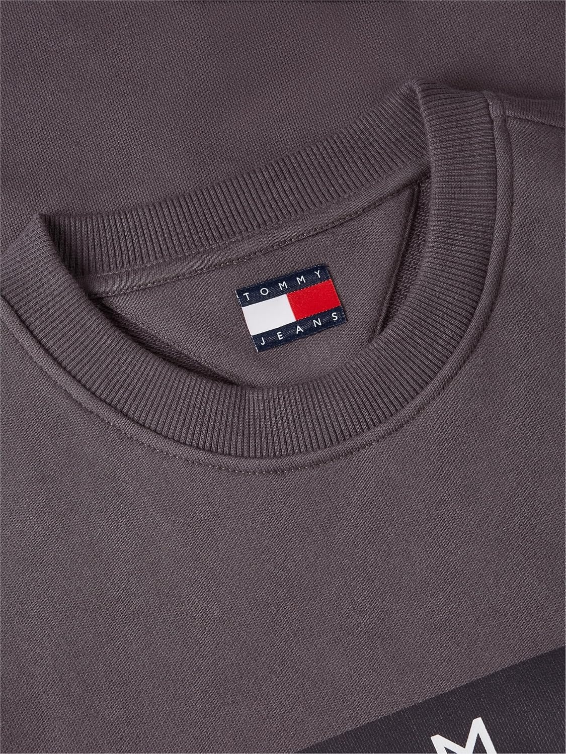 image:imageTommy Jeans Mens Medium Weight Crewneck Sweatshirt With Printed Flag LogoWashed Black