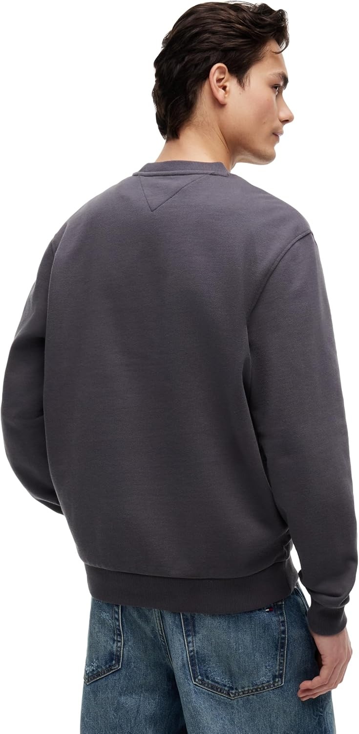 image:imageTommy Jeans Mens Medium Weight Crewneck Sweatshirt With Printed Flag LogoWashed Black