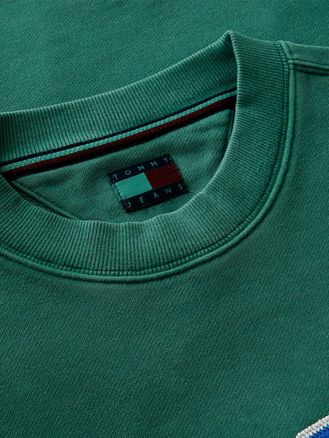 image:imageTommy Jeans Mens Medium Weight Crewneck Sweatshirt With Varsity LogoVelvet Green