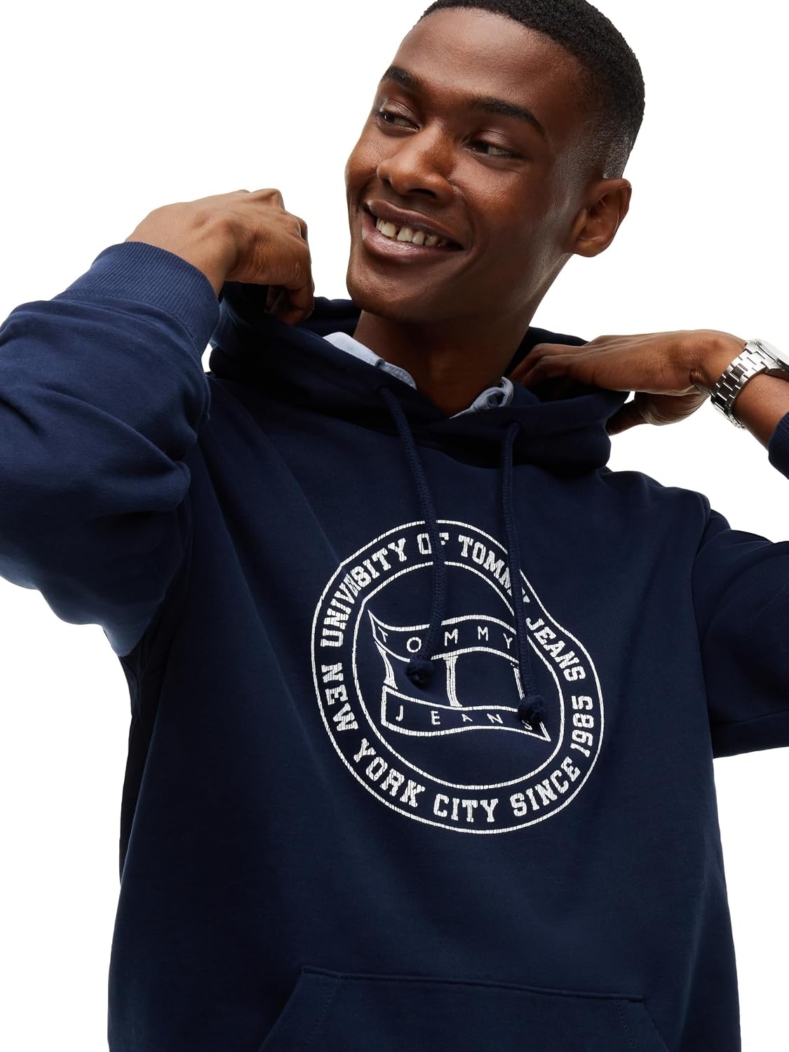 image:imageTommy Jeans Mens Medium Weight Hoodie Sweatshirt With Printed Varity LogoDark Blue
