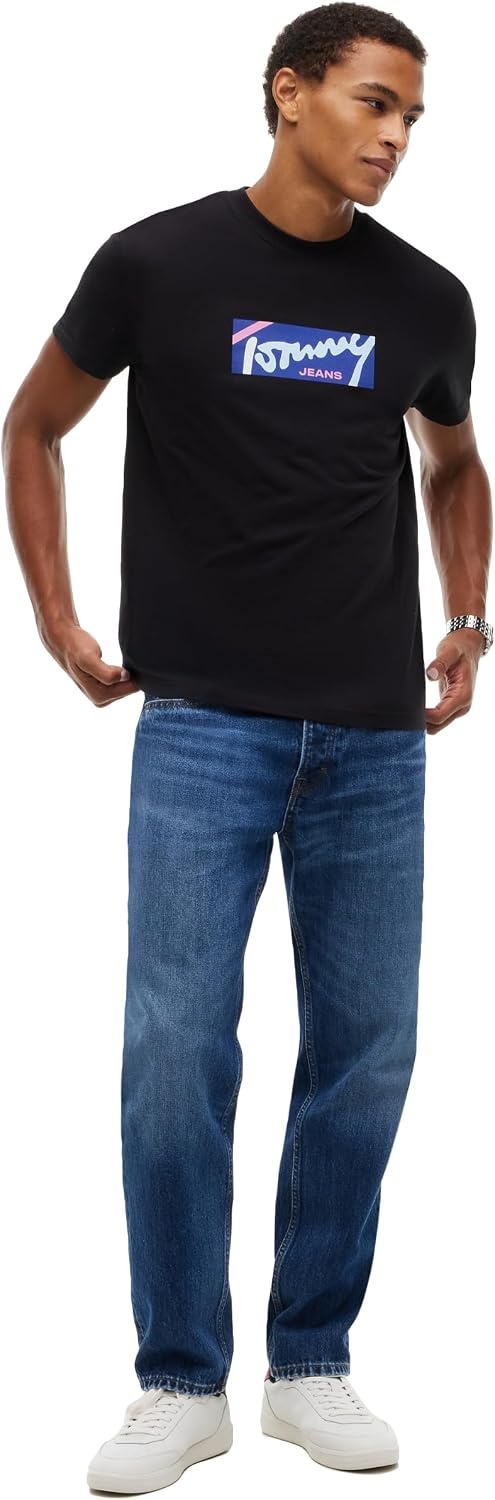 image:imageTommy Jeans Mens Short Sleeve Cotton Graphic TShirts in Regular FitBlack