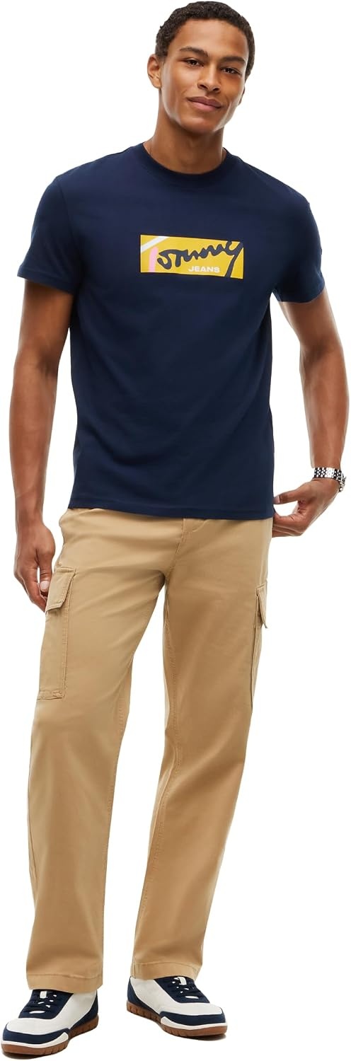 image:imageTommy Jeans Mens Short Sleeve Cotton Graphic TShirts in Regular FitDark Blue