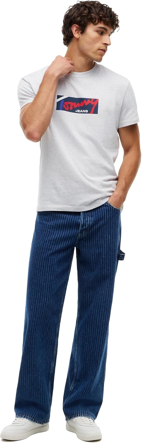 image:imageTommy Jeans Mens Short Sleeve Cotton Graphic TShirts in Regular FitIce Grey Heather