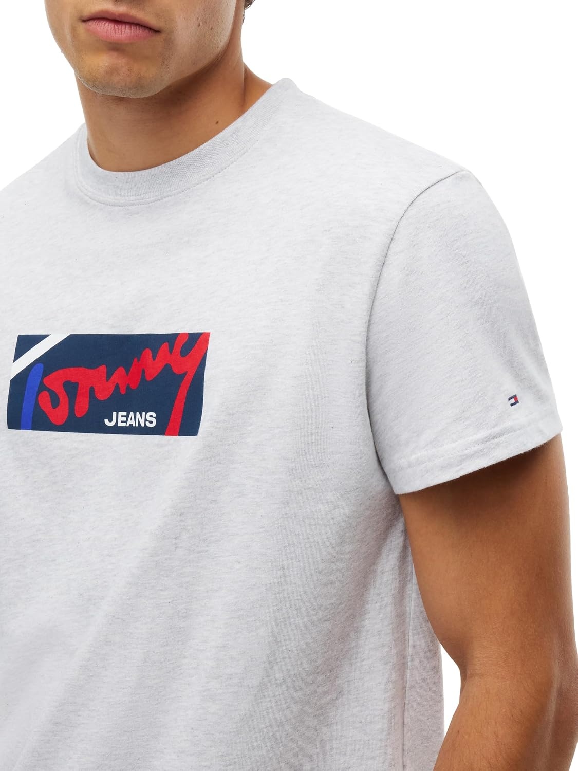 image:imageTommy Jeans Mens Short Sleeve Cotton Graphic TShirts in Regular FitIce Grey Heather