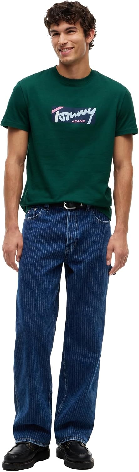 image:imageTommy Jeans Mens Short Sleeve Cotton Graphic TShirts in Regular FitVelvet Green