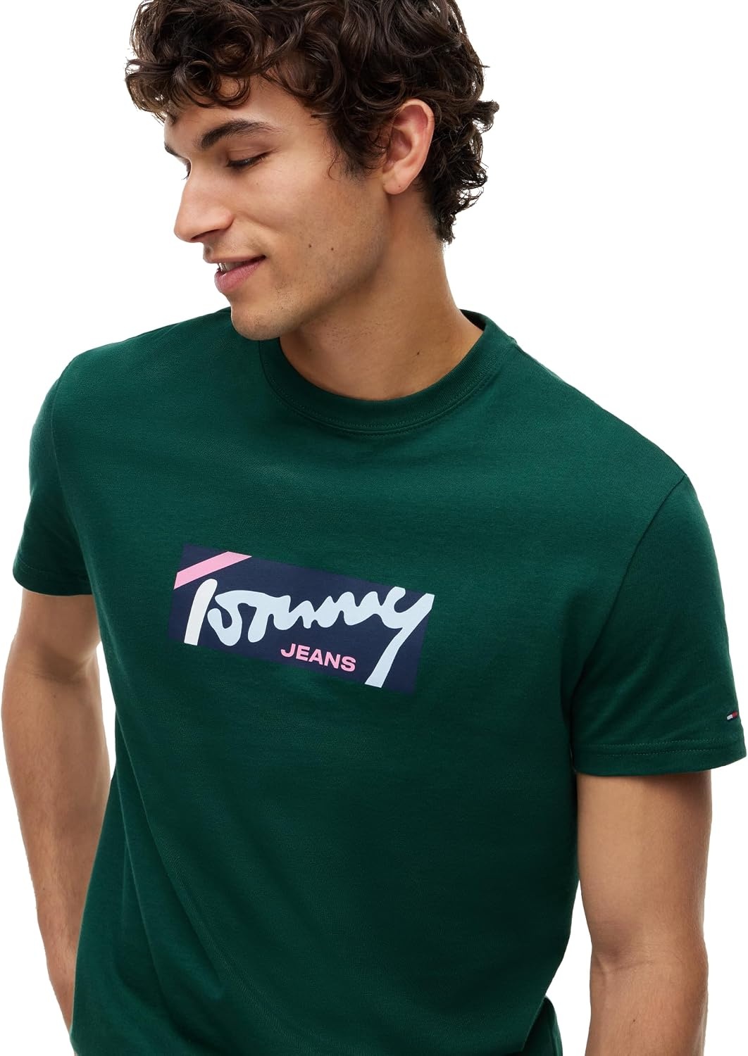 image:imageTommy Jeans Mens Short Sleeve Cotton Graphic TShirts in Regular FitVelvet Green