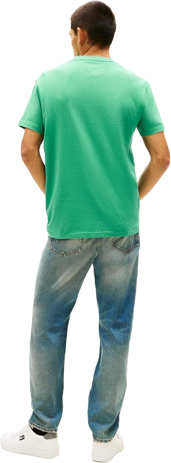 image:imageTommy Jeans Mens Short Sleeve Cotton Graphic TShirts with Big Flag Logo DesignBahama Green