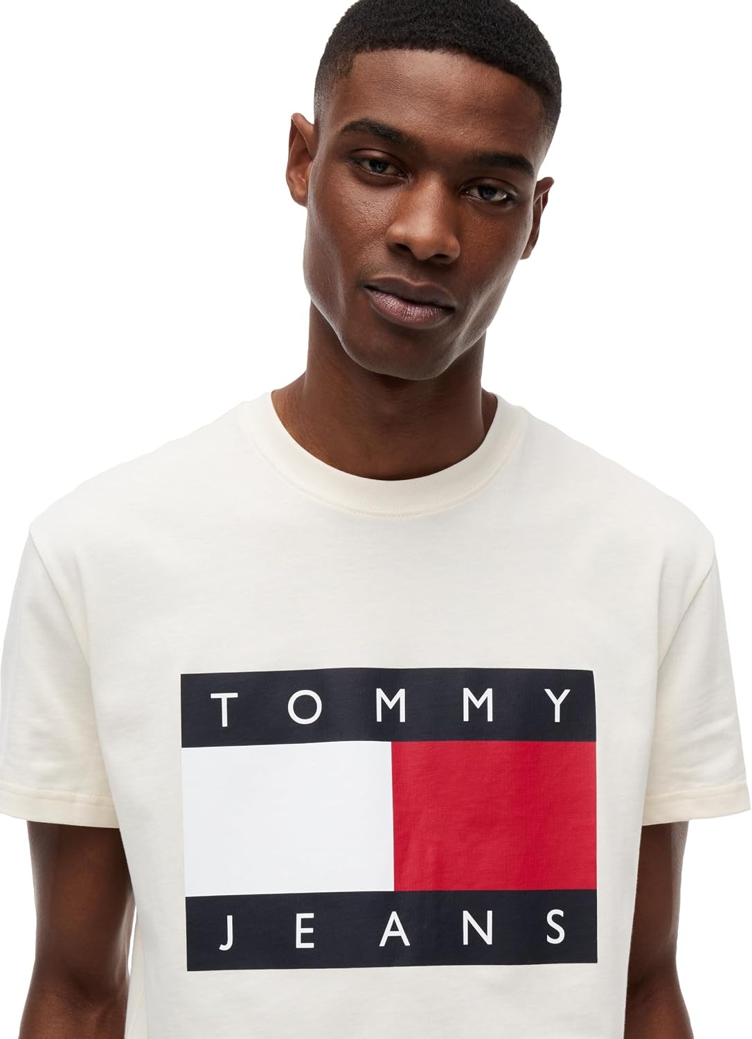 image:imageTommy Jeans Mens Short Sleeve Cotton Graphic TShirts with Big Flag Logo DesignCalico