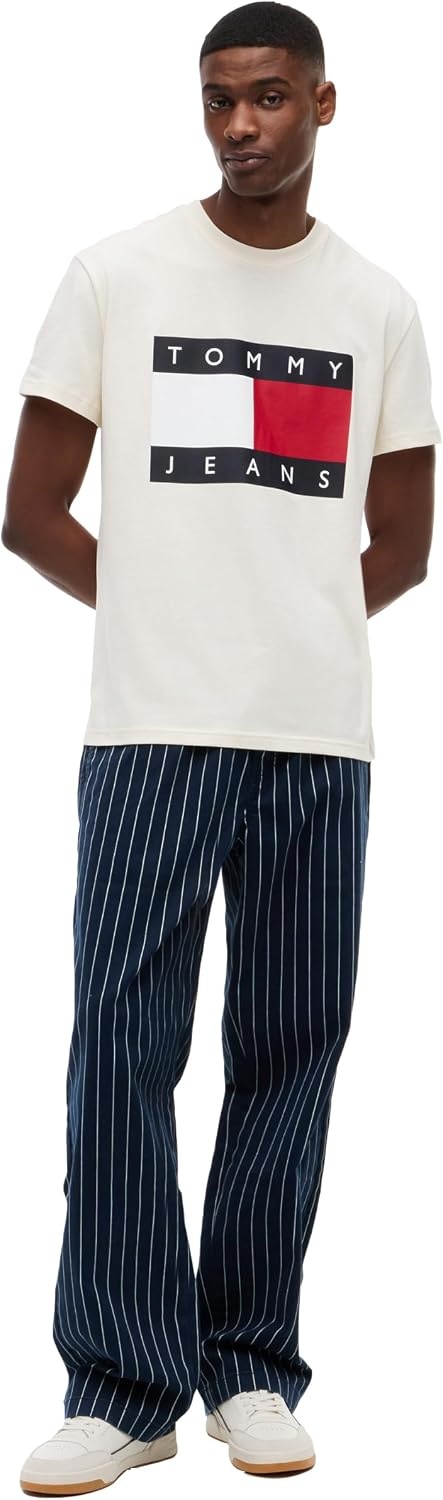 image:imageTommy Jeans Mens Short Sleeve Cotton Graphic TShirts with Big Flag Logo DesignCalico