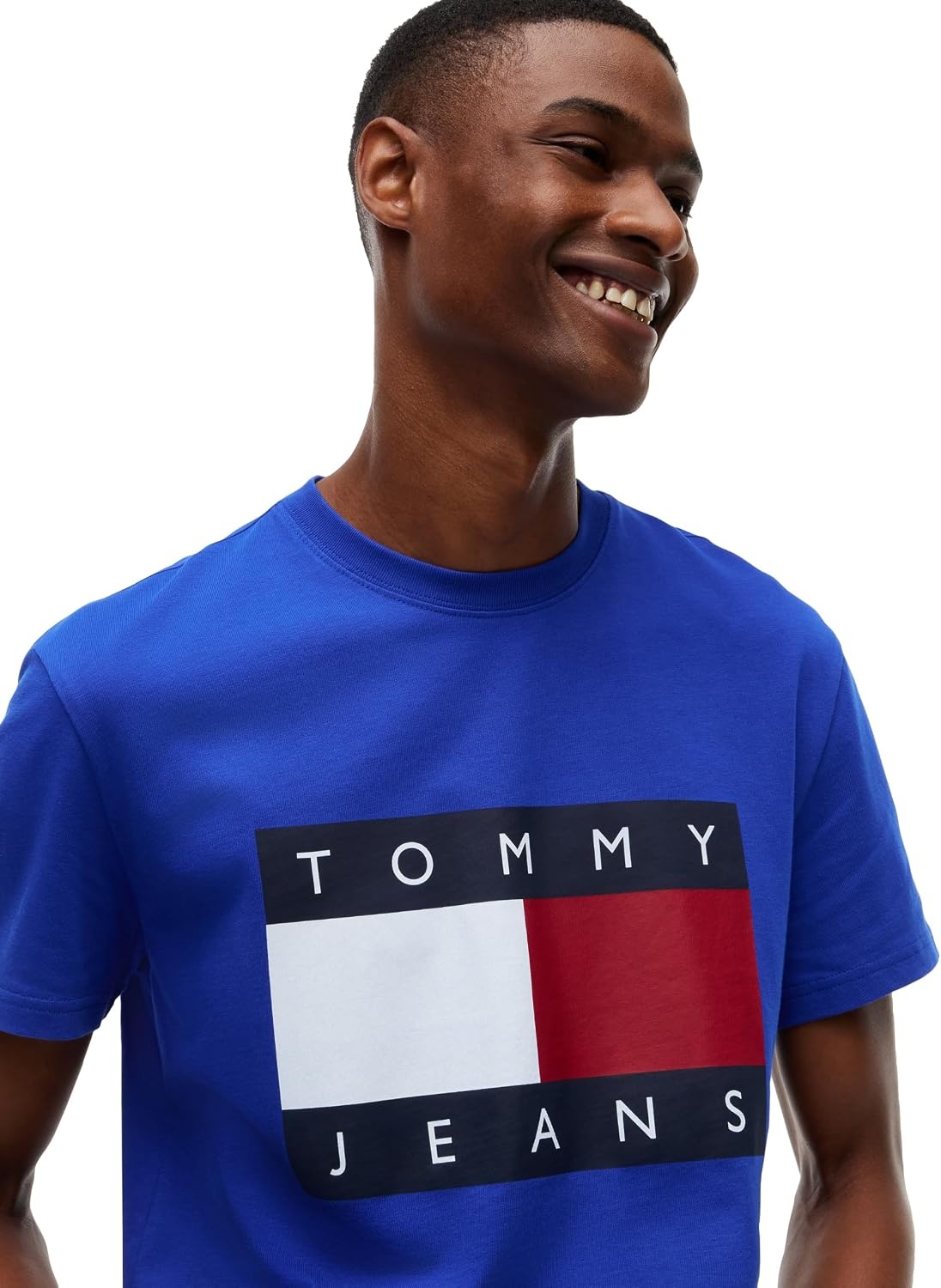 image:imageTommy Jeans Mens Short Sleeve Cotton Graphic TShirts with Big Flag Logo DesignDeep Marine