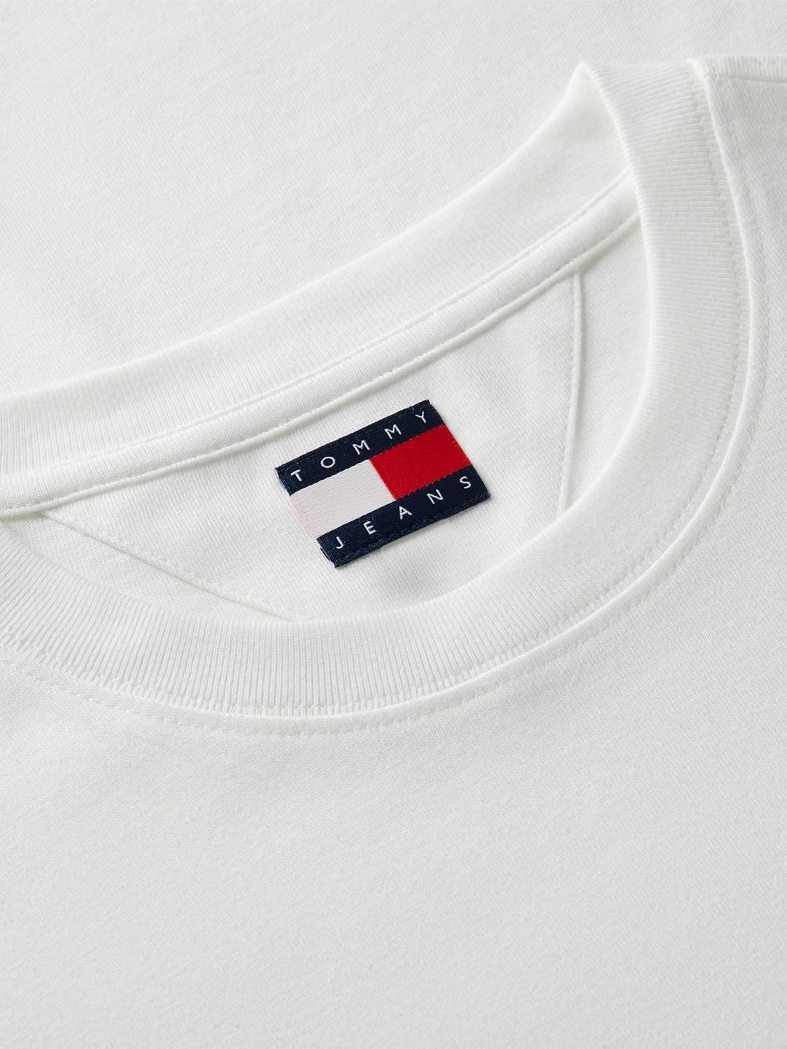 image:imageTommy Jeans Mens Short Sleeve Cotton Graphic TShirts with Big Flag Logo DesignEcru