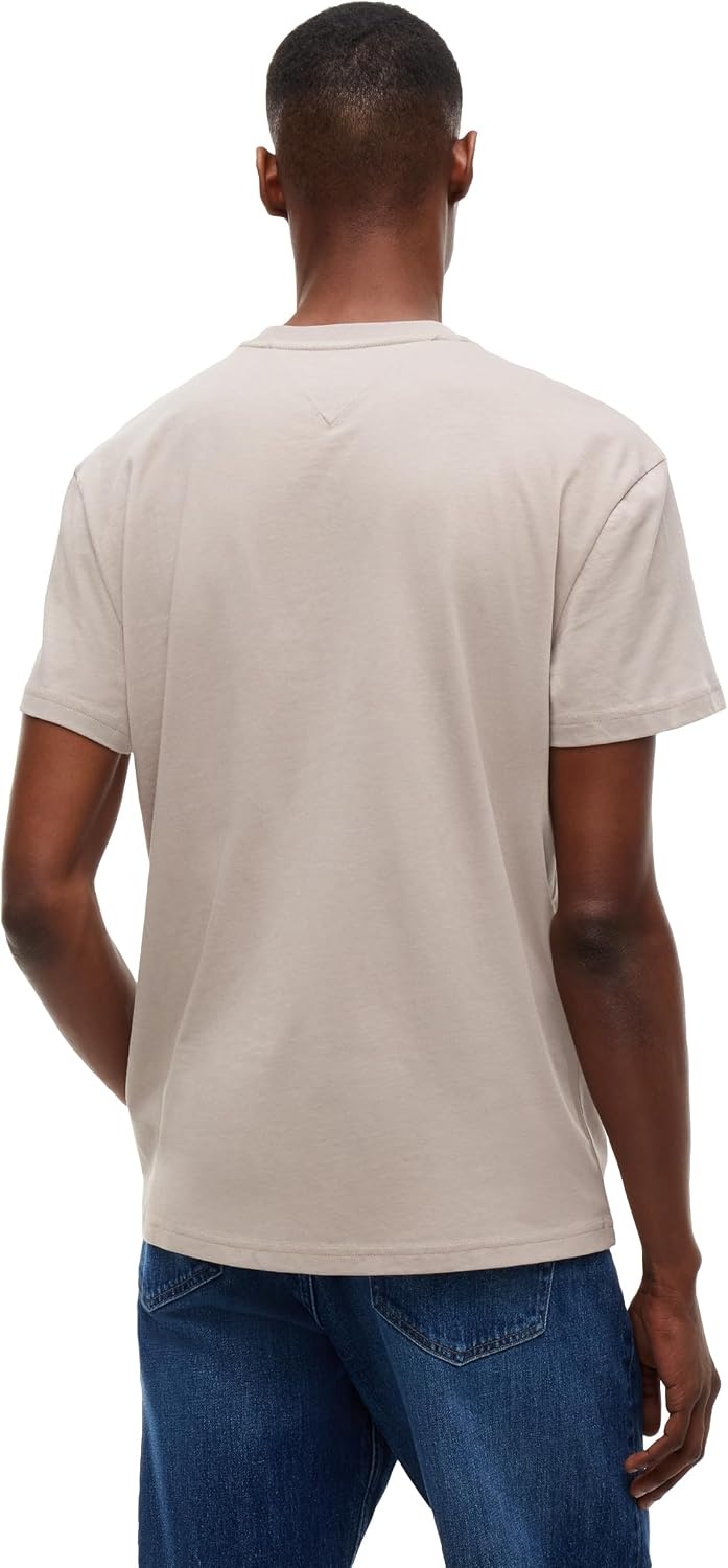 image:imageTommy Jeans Mens Short Sleeve Cotton Graphic TShirts with Big Flag Logo DesignLimestone Dust