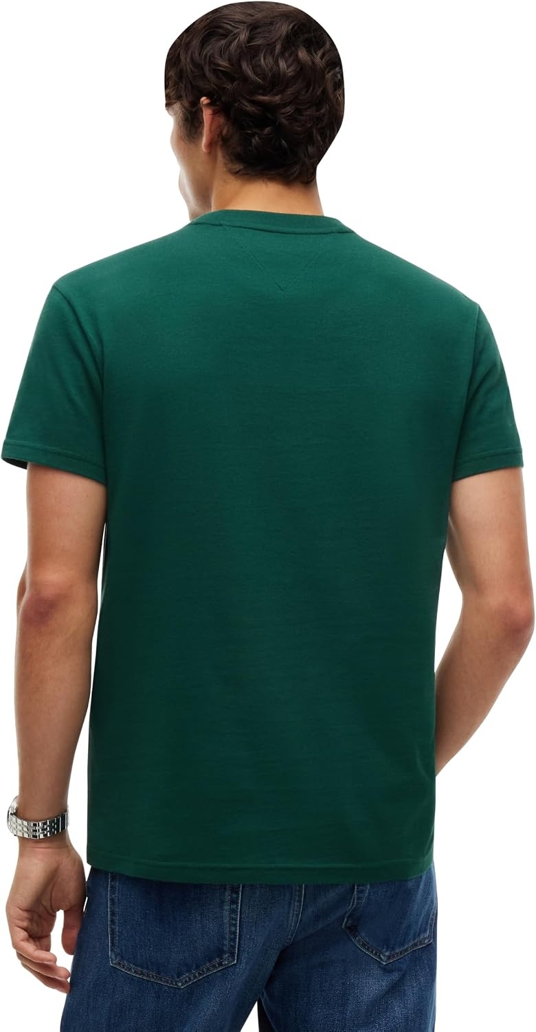 image:imageTommy Jeans Mens Short Sleeve Cotton Graphic TShirts with Big Flag Logo DesignVelvet Green