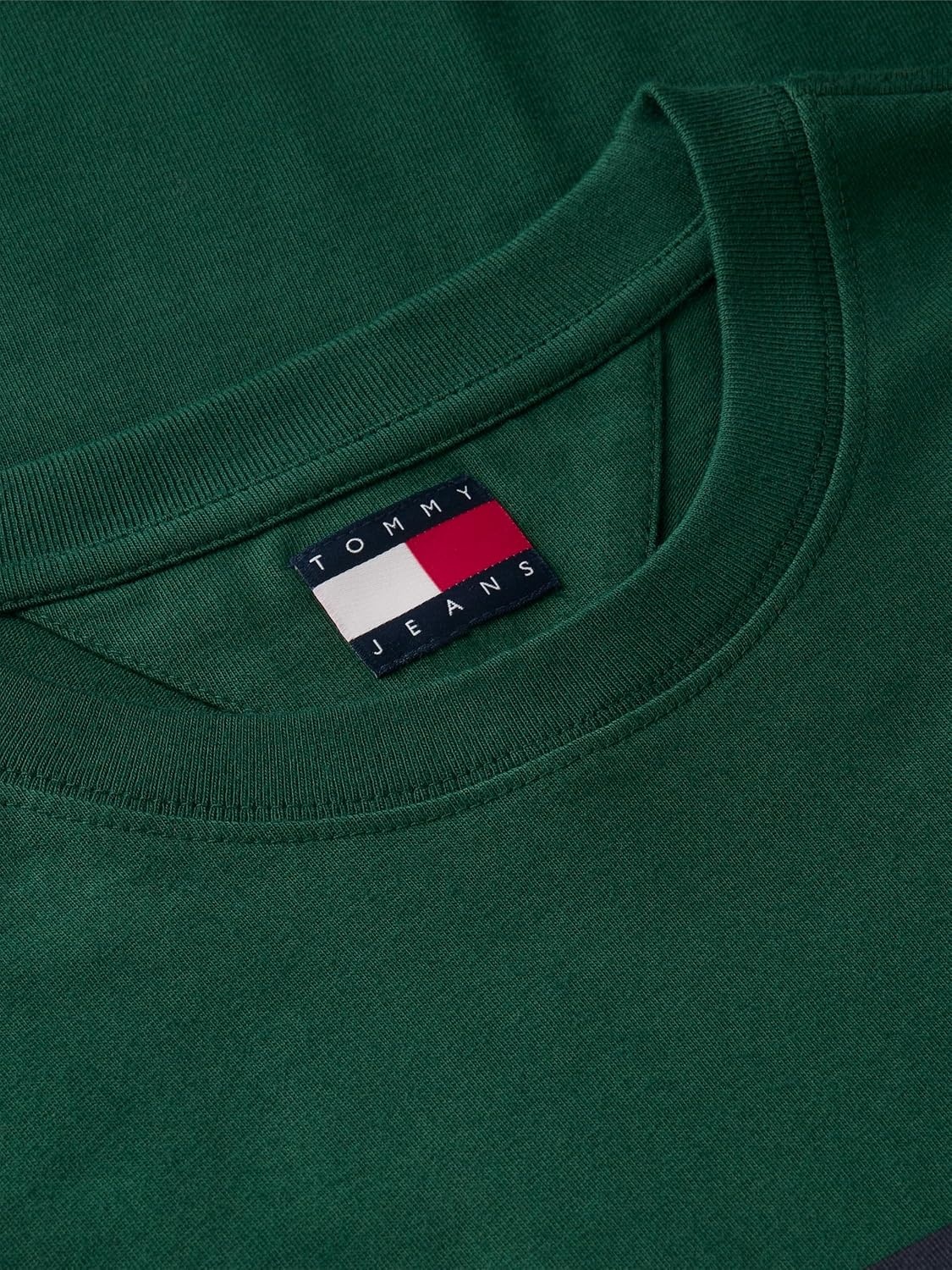 image:imageTommy Jeans Mens Short Sleeve Cotton Graphic TShirts with Big Flag Logo DesignVelvet Green