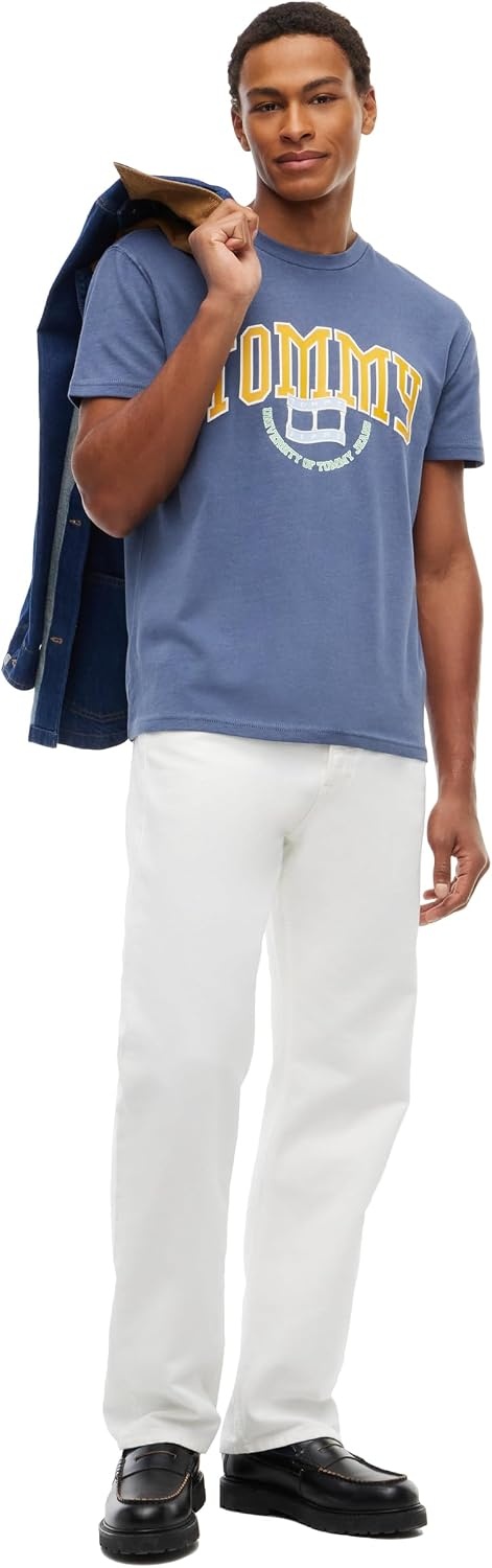 image:imageTommy Jeans Mens Short Sleeve Cotton Graphic TShirts with Varsity LogoDark Blue