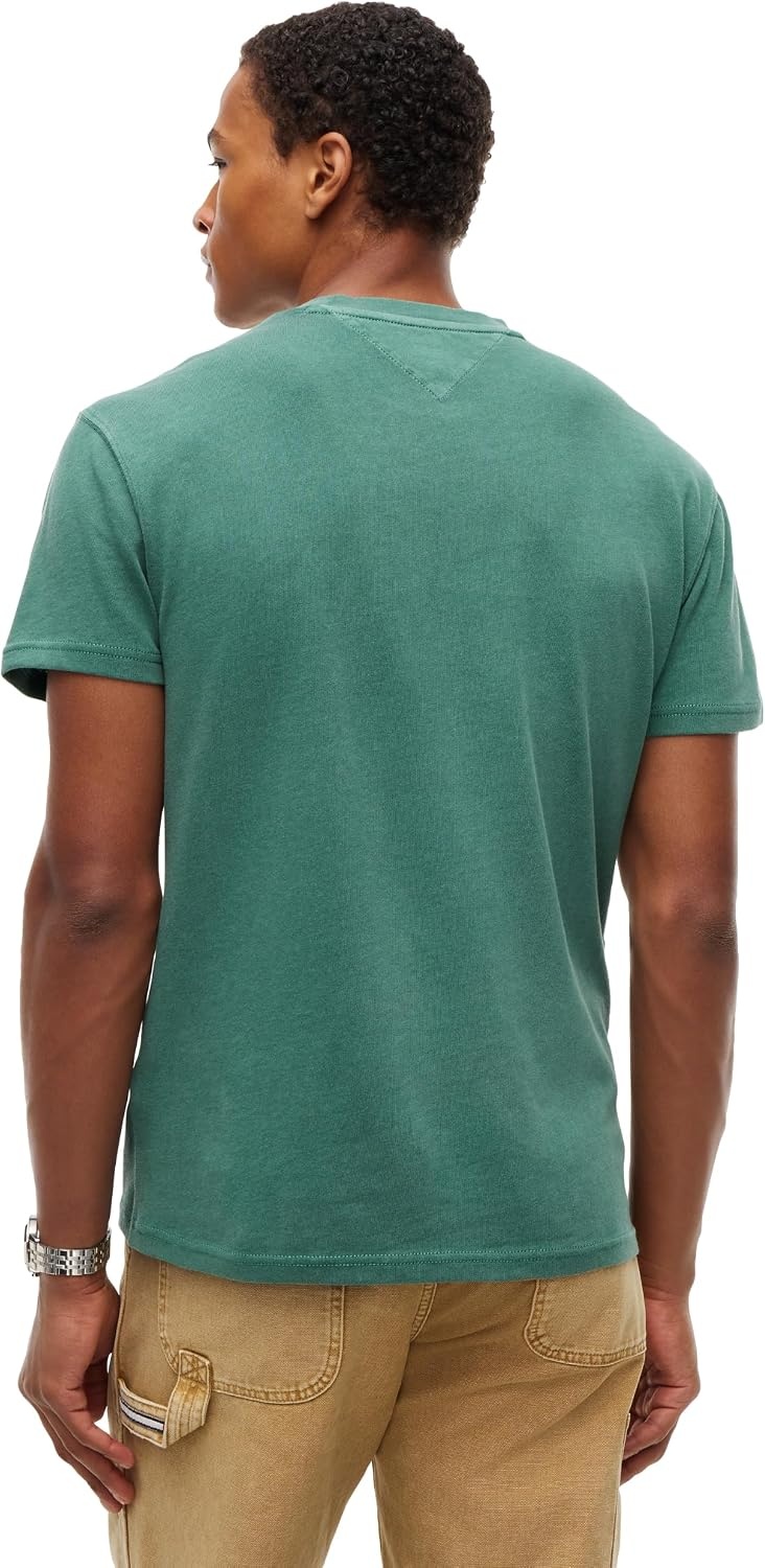 image:imageTommy Jeans Mens Short Sleeve Cotton Graphic TShirts with Varsity LogoVelvet Green