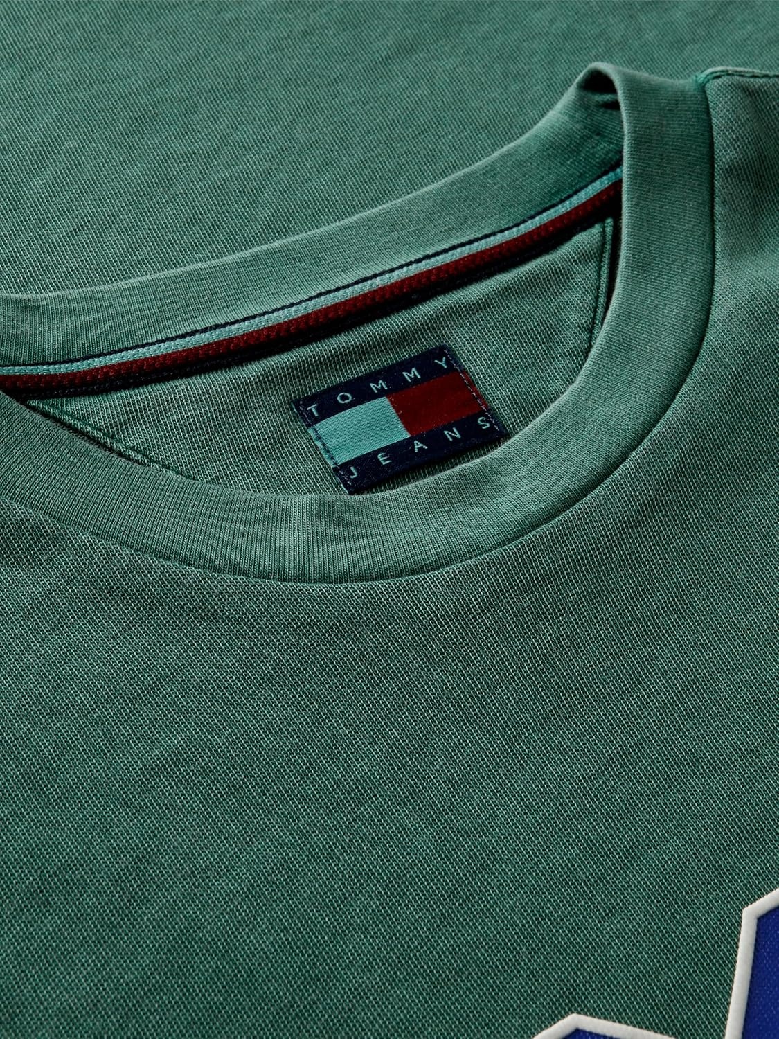 image:imageTommy Jeans Mens Short Sleeve Cotton Graphic TShirts with Varsity LogoVelvet Green