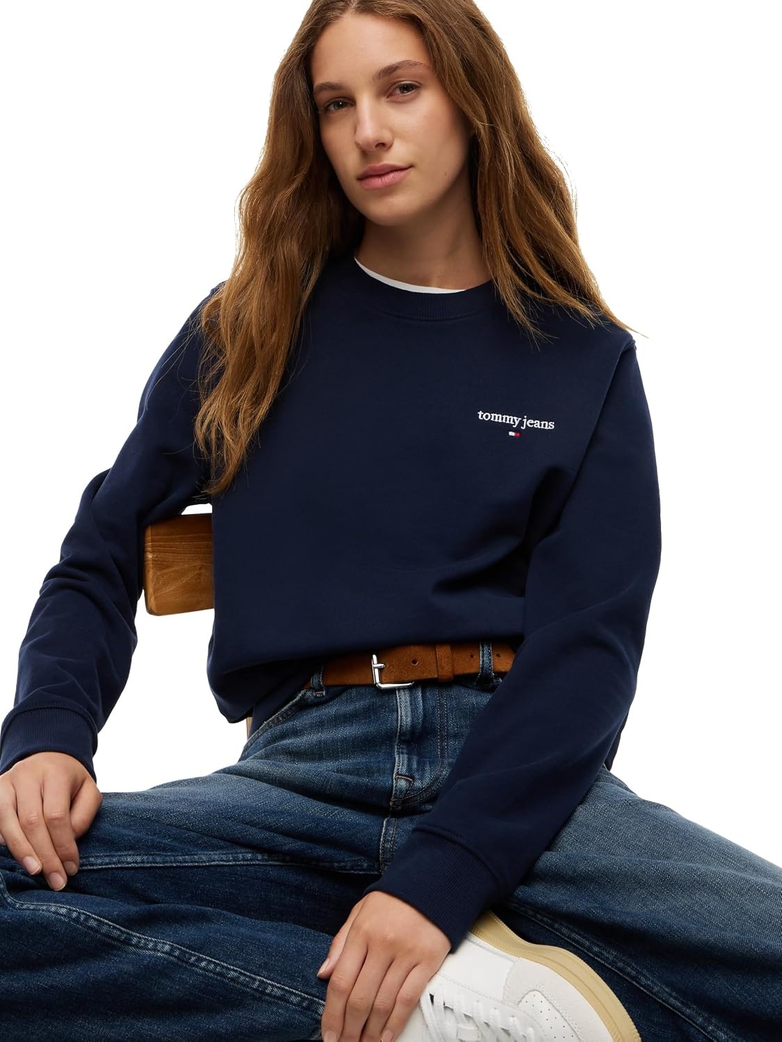 image:imageTommy Jeans Womens Medium Weight Graphic Crewneck Sweatshirt PulloverDark Blue