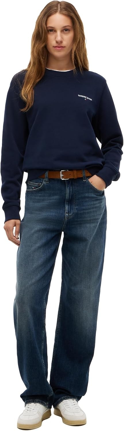 image:imageTommy Jeans Womens Medium Weight Graphic Crewneck Sweatshirt PulloverDark Blue