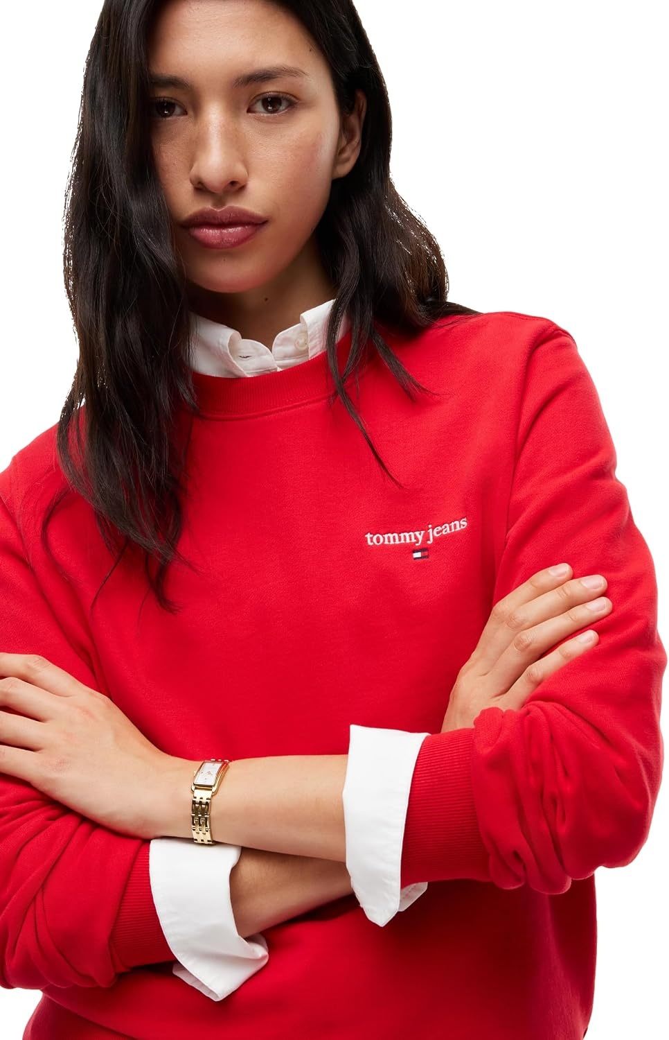 image:imageTommy Jeans Womens Medium Weight Graphic Crewneck Sweatshirt PulloverLavish Red