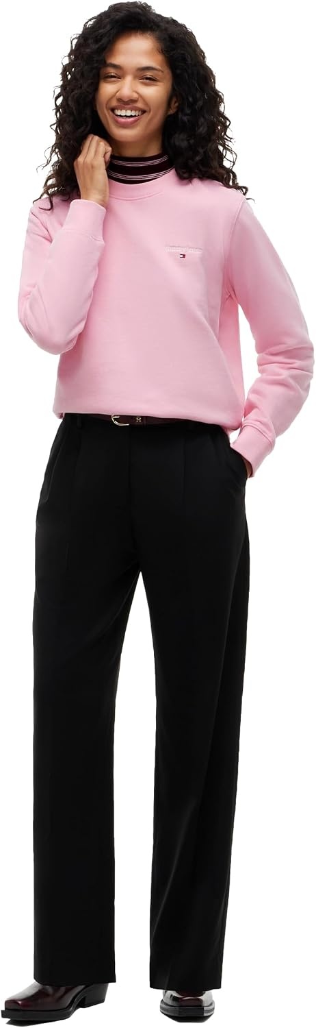 image:imageTommy Jeans Womens Medium Weight Graphic Crewneck Sweatshirt PulloverPink Sugar