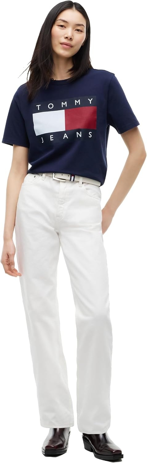 image:imageTommy Jeans Womens Short Sleeve Cotton Graphic Boxy Fit TShirtDark Blue