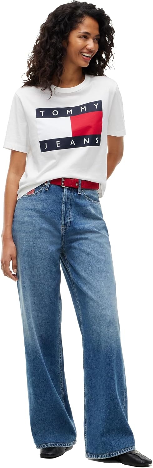 image:imageTommy Jeans Womens Short Sleeve Cotton Graphic Boxy Fit TShirtEcru