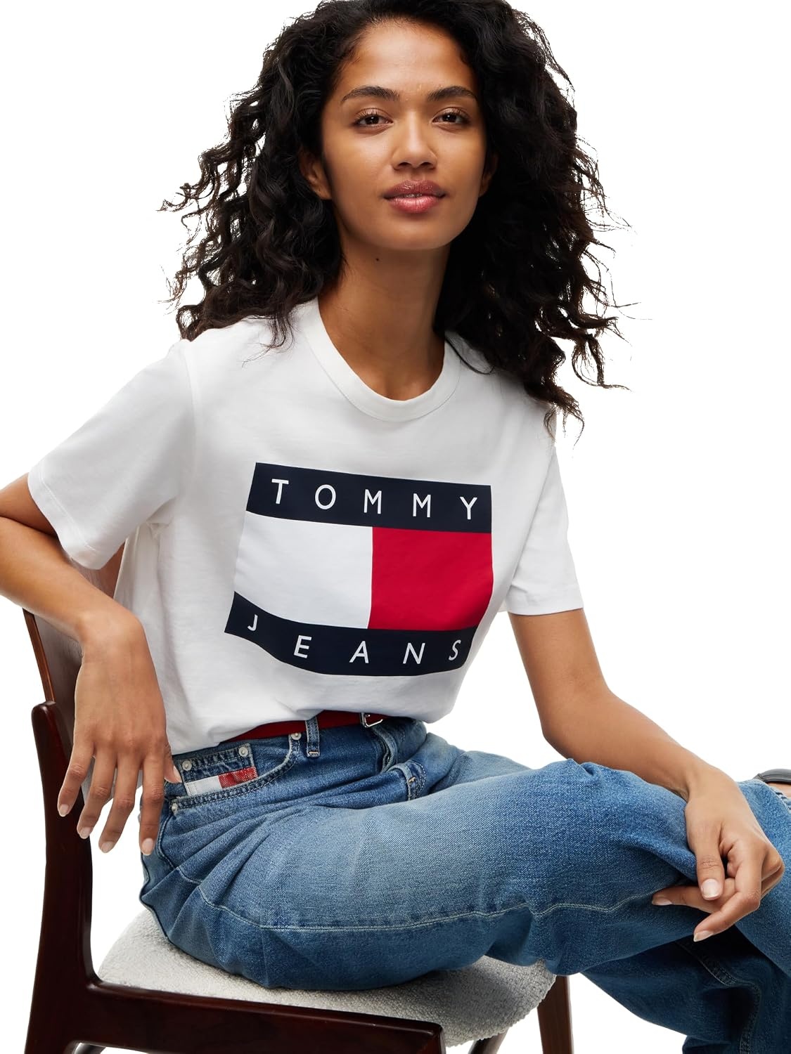 image:imageTommy Jeans Womens Short Sleeve Cotton Graphic Boxy Fit TShirtEcru