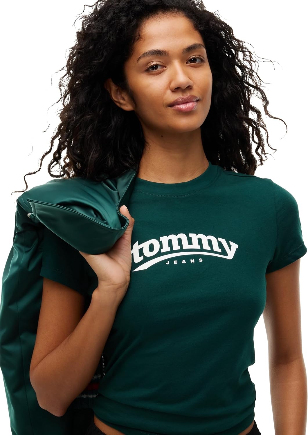 image:imageTommy Jeans Womens Short Sleeve Cotton Graphic TShirt in Slim FitElegant Green