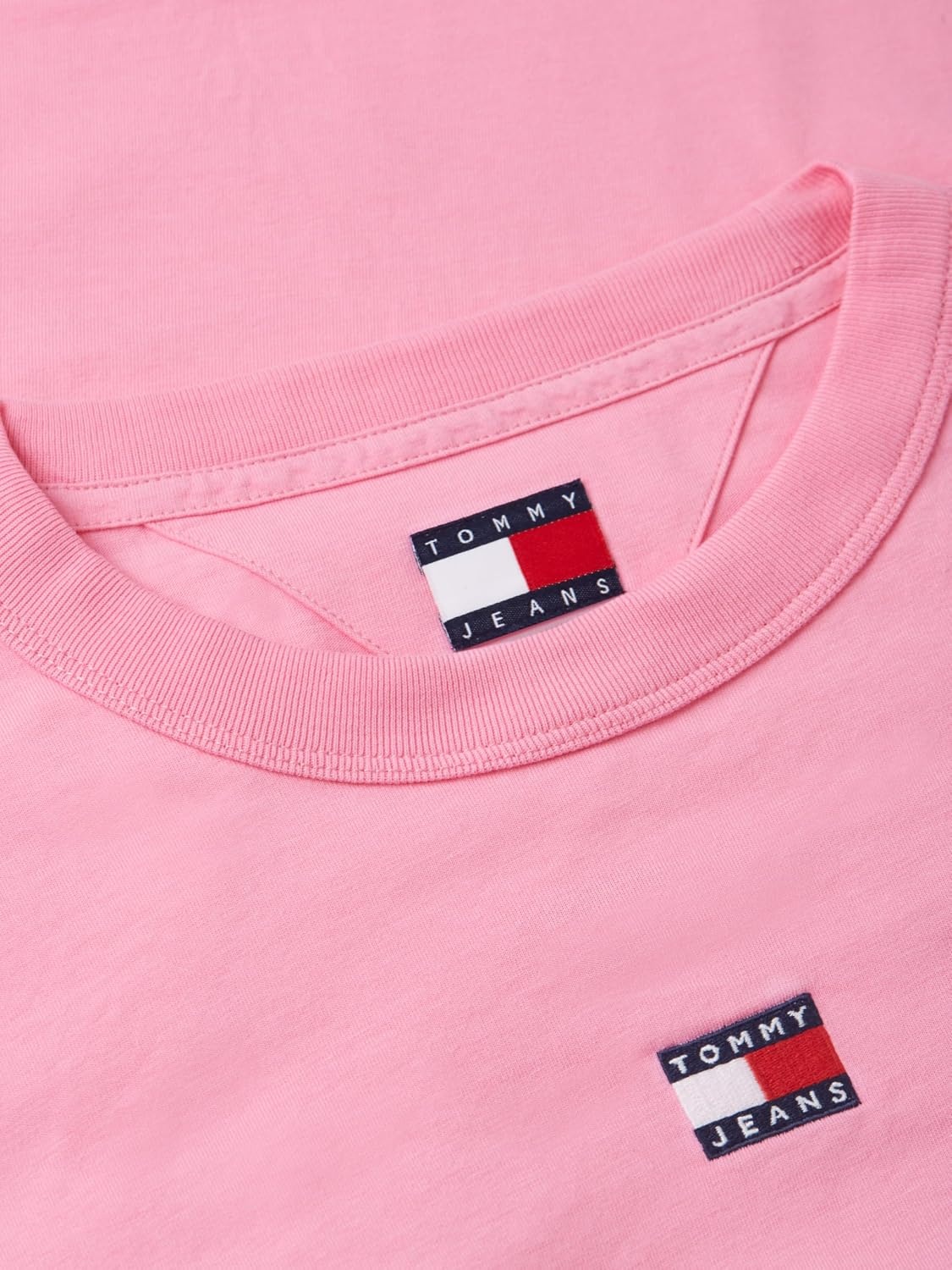 image:imageTommy Jeans Womens Short Sleeve Cotton Graphic TShirt with Embroidered Flag LogoPink Daisy