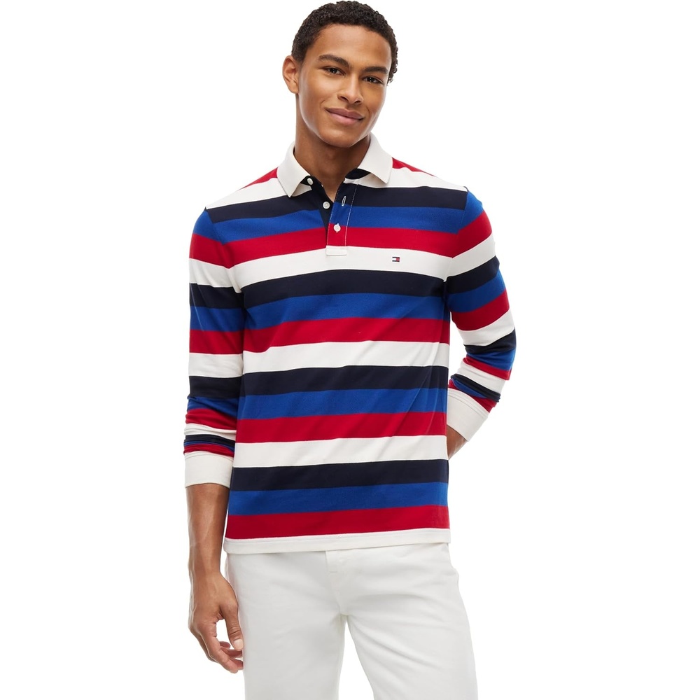 image:imageTommy Hilfiger Mens Casual Cotton Rugby Polo Shirt with StretchMedium Red Multi
